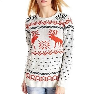 White Reindeer Christmas Sweater V28 Boho S